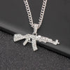Fashion Co AK47 Gun Pendant Necklace  Hop Jewelry Gold Silver Color Uzi Necklaces For Men And Women Stainless Steel Chain