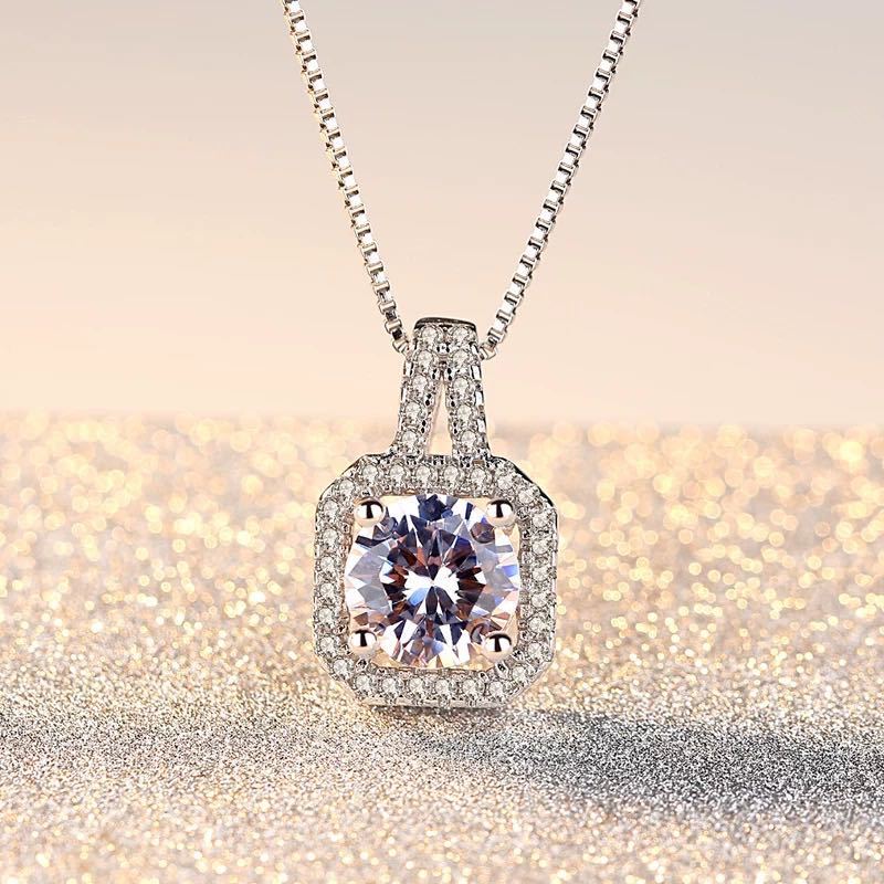 Creative Geometric Handbag Ladies Necklace Pendant With Shiny AAA Grade Zircon Prom Wedding  bijoux femme