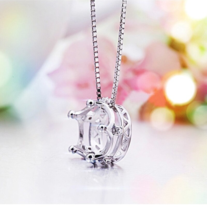 Crown Pendants And Necklaces For Women 925 Stamp Silver Color Bride Wedding  Jewelry  GaaBou