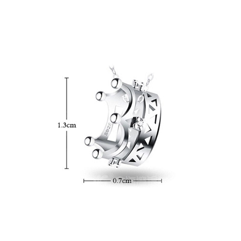 Crown Pendants And Necklaces For Women 925 Stamp Silver Color Bride Wedding  Jewelry  GaaBou