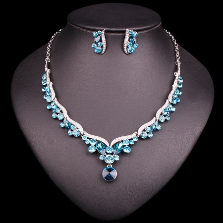 Fashion Crystal Bridal Jewelry Sets for Bride Necklace Earrings Wedding Party Costume Jewellery Set Accessories Decoration Women
