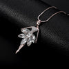Crystal Dancing Fairy Pendant Necklace for Woman Girls Big Rhinestone Long Chain Sweater Necklaces Jewelry Accessories
