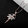 Crystal Dancing Fairy Pendant Necklace for Woman Girls Big Rhinestone Long Chain Sweater Necklaces Jewelry Accessories