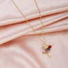 Crystal Dancing Fairy Pendant Necklace for Woman Girls Big Rhinestone Long Chain Sweater Necklaces Jewelry Accessories