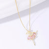 Crystal Dancing Fairy Pendant Necklace for Woman Girls Big Rhinestone Long Chain Sweater Necklaces Jewelry Accessories