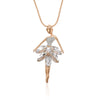 Crystal Dancing Fairy Pendant Necklace for Woman Girls Big Rhinestone Long Chain Sweater Necklaces Jewelry Accessories