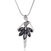 Crystal Dancing Fairy Pendant Necklace for Woman Girls Big Rhinestone Long Chain Sweater Necklaces Jewelry Accessories