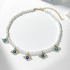 Crystal Evil Eye Pearl Beaded Necklace For Women Geometric Pendant Choker Necklace Boho Jewelry 2022 Trend