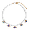 Crystal Evil Eye Pearl Beaded Necklace For Women Geometric Pendant Choker Necklace Boho Jewelry 2022 Trend