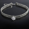 Crystal Ice Flower Pendant Necklace Glitter Adjustable Metal Chain Women Chic Punk Choker Clavicle Chain Neck Jewelry
