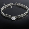 Crystal Ice Flower Pendant Necklace Glitter Adjustable Metal Chain Women Chic Punk Choker Clavicle Chain Neck Jewelry