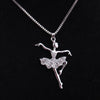 Crystal Little Girl Ballet Dancer Pendant Necklace Rhinestone Charm Necklaces Girls Party Jewelry Gifts