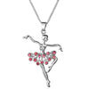 Crystal Little Girl Ballet Dancer Pendant Necklace Rhinestone Charm Necklaces Girls Party Jewelry Gifts
