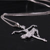 Crystal Little Girl Ballet Dancer Pendant Necklace Rhinestone Charm Necklaces Girls Party Jewelry Gifts