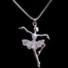 Crystal Little Girl Ballet Dancer Pendant Necklace Rhinestone Charm Necklaces Girls Party Jewelry Gifts