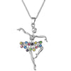 Crystal Little Girl Ballet Dancer Pendant Necklace Rhinestone Charm Necklaces Girls Party Jewelry Gifts