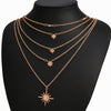 Crystal Necklaces for Women Multilayer Combo Bohemia Gold Charm Necklace Simple Stars Pendant Necklace Female Jewlery