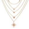 Crystal Necklaces for Women Multilayer Combo Bohemia Gold Charm Necklace Simple Stars Pendant Necklace Female Jewlery