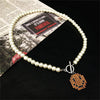 Crystal Smile Face Pendant Pearl Choker Necklace Women Men Neck Chains Pearl Beaded Collar Trendy Clavicle Chain Gift