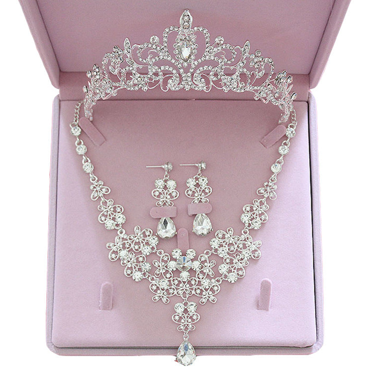 Fashion Crystal Wedding Bridal Jewelry Sets Tiara Crown Earring Necklace Bride Women Pageant Prom Jewelry Set Hair Ornaments