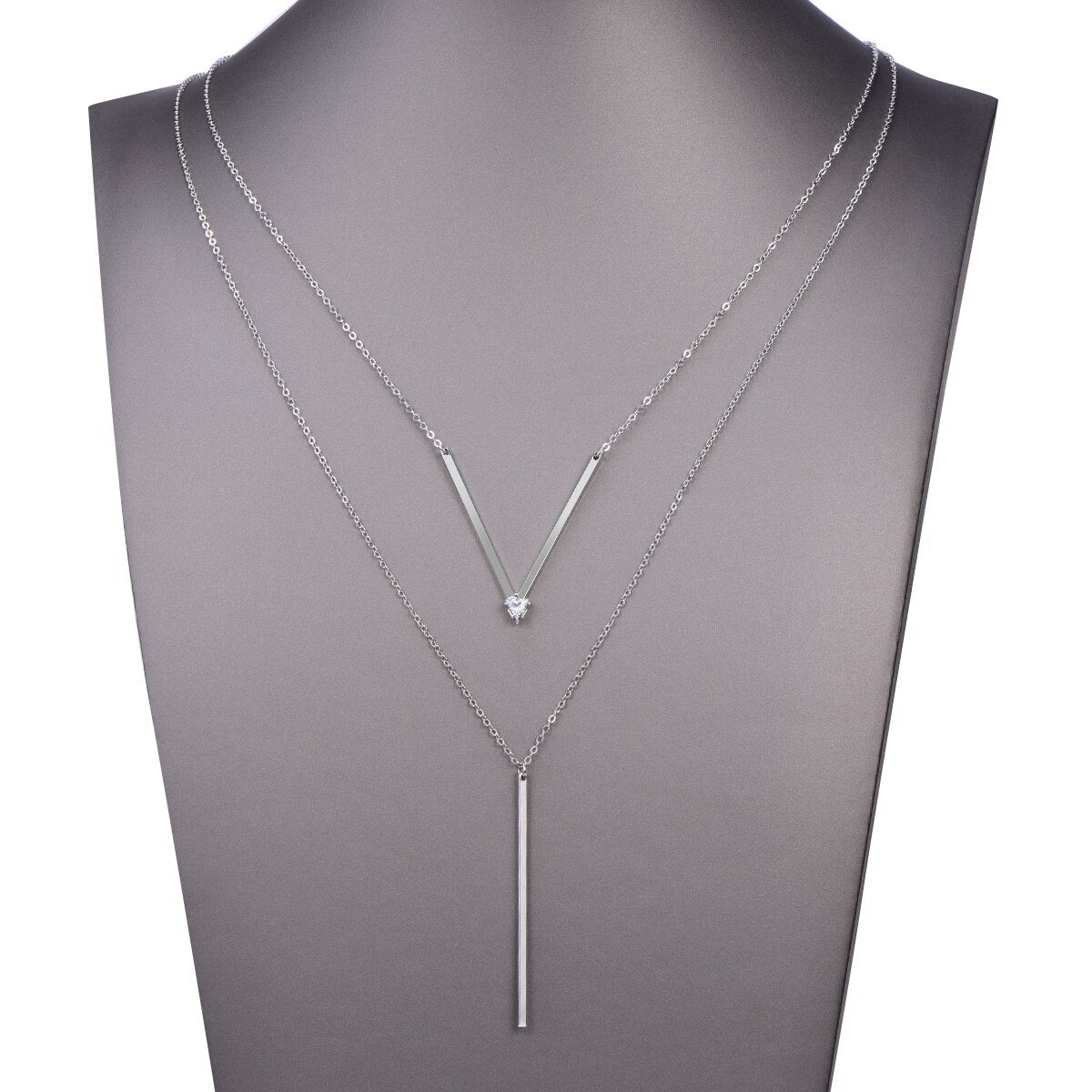 Cubic Zirconia Dress Necklace Simple Geometric Necklaces Pendant Big Triangle With Long Sweater Necklaces Jewelry 2022