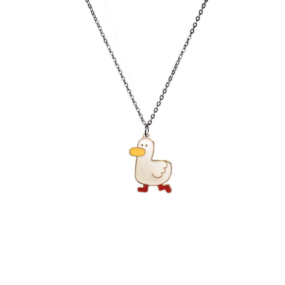 Cute Cartoon Little Duck Pendant Necklaces For Women Girls Kids Children Jewelry Christmas Gift