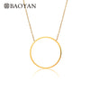 Fashion Cute Chic Ladies 316L Stainless Steel Gold Silver Color Simple Round Pendant Necklace for Women N3