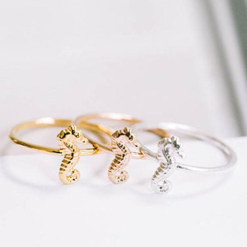 Fashion Cute Hippocampus Rings Silver Rose Gold Color For Women Ringen Anillos Hombre Aliexpress Shipping