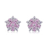 Fashion Cute Pure 925 Sterling Silver Creative Pink Cherry Blossoms Flowers Stud Earrings For Women Sterling-Silver-Jewelry E606