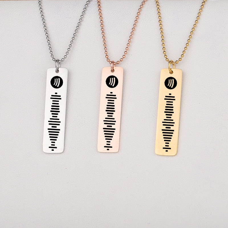 DIY Laser Engraving Spotify Scan Code Women Men Necklace  Jewelry Stainless Steel Custom Gothic Gift Music Song Code