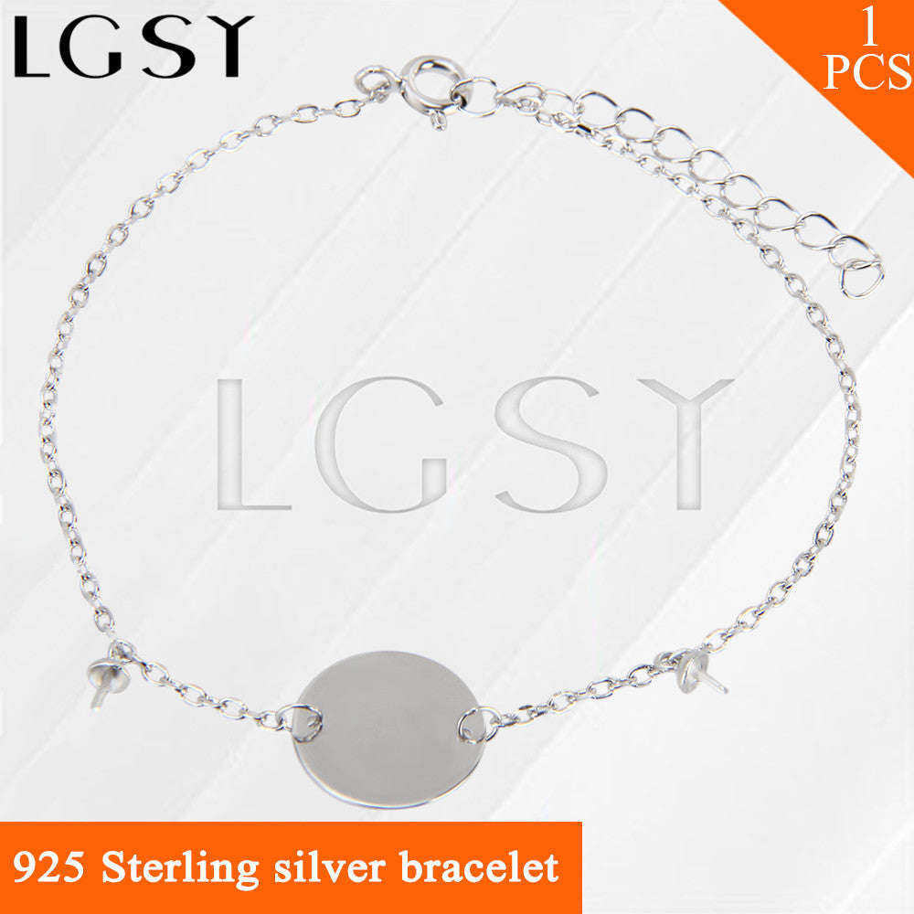 Fashion DIY bracelet metal women hand jewelry 925 sterling silver Round shape bracelet fitting charms pearl bracelet accessory