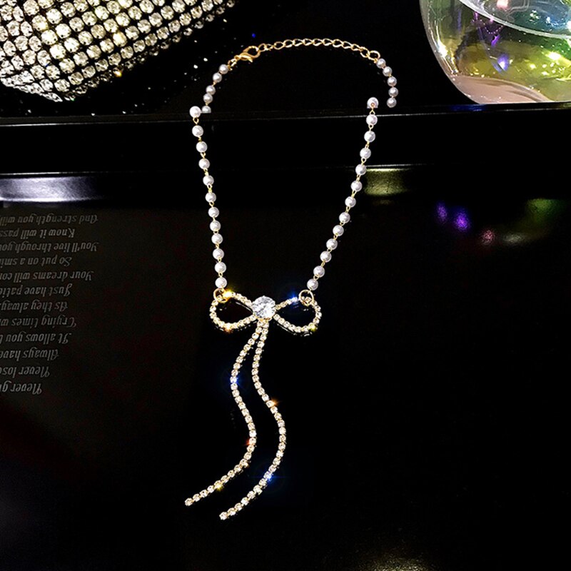 Dainty Butterfly Tassel Clavicle Chain Jewelry on the Neck 2021 Bowknot Chokers Bohemian Party Gift Prom Accessories