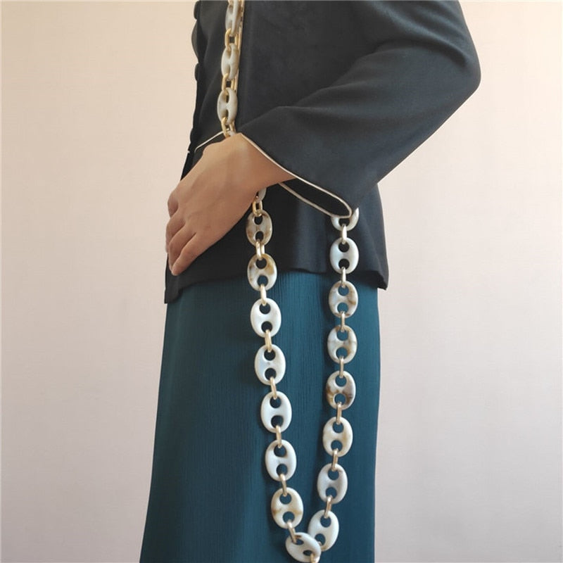 Design Acrylic Metal Pig Nose Cross Body Long Bag Shoulder Chain