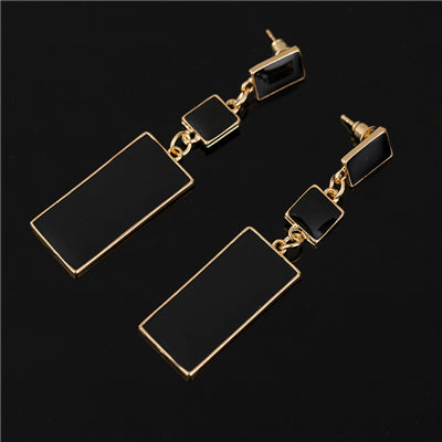 Fashion Design Geometry Gold Color 4 Color Alloy Blue Enamel Drop Earrings For Women Long Earrings On Valentine's D E002