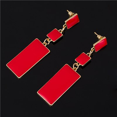 Fashion Design Geometry Gold Color 4 Color Alloy Blue Enamel Drop Earrings For Women Long Earrings On Valentine's D E002