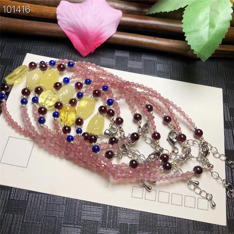 Fashion Design Pure Pure natural faceted strawberry crystal Stone Women Fashion Bracelet Jewelry