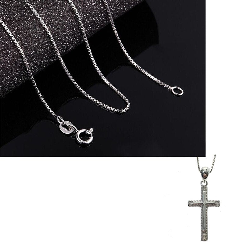 Fashion Double Cross Silver Color Cross necklaces & pendants For Women MEN S925 sterling silver jewelry Fashion choker necklace
