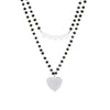 Double Layer Crystal Heart Charms Choker Necklace for Woman Seaside Beaded Bijoux Necklace Jewelry Gifts