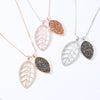 Double Layer Crystal Hollow Leaves Pendant Necklaces for Women Gold Slivery Snake Chain Long Necklace Statement Jewelry