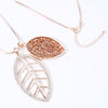 Double Layer Crystal Hollow Leaves Pendant Necklaces for Women Gold Slivery Snake Chain Long Necklace Statement Jewelry