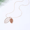 Double Layer Crystal Hollow Leaves Pendant Necklaces for Women Gold Slivery Snake Chain Long Necklace Statement Jewelry