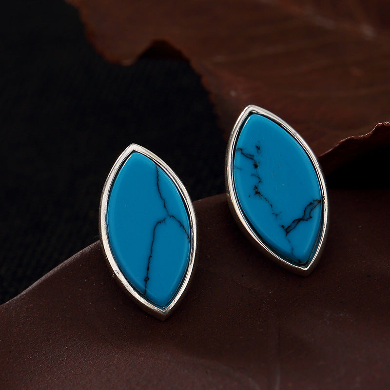 Fashion Elegance Gemstone Stud Earrings For Lady,100% 925 Pure Silver Vintage Oval Top Grade Earrings Fine Jewels For Gift