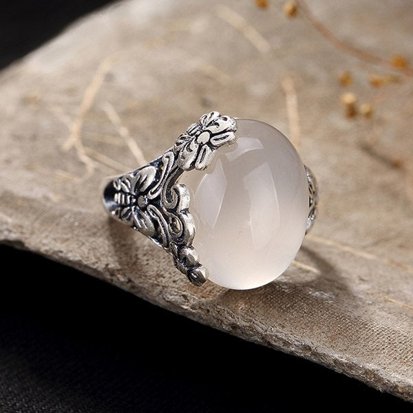 Fashion Elegant Butterfly Plum Blossom Carnelian Garnet Corundum Open Ring 925 Sterling Silver Women Jewelry