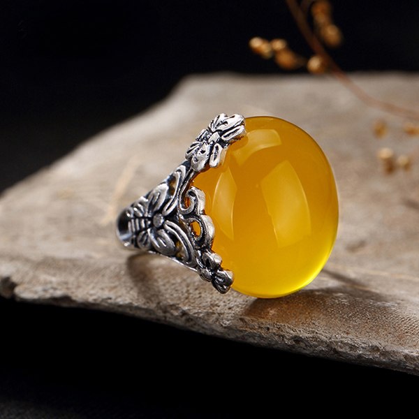 Fashion Elegant Butterfly Plum Blossom Carnelian Garnet Corundum Open Ring 925 Sterling Silver Women Jewelry