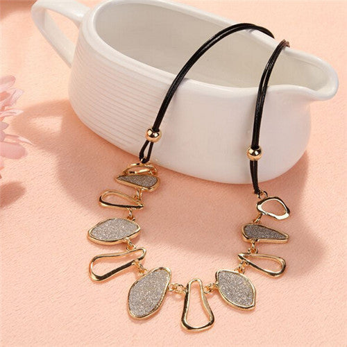Fashion Elegant Design irregular Geometric Matte Chunky Charms Chain Choker Bib Statement Collar Pendant Necklace
