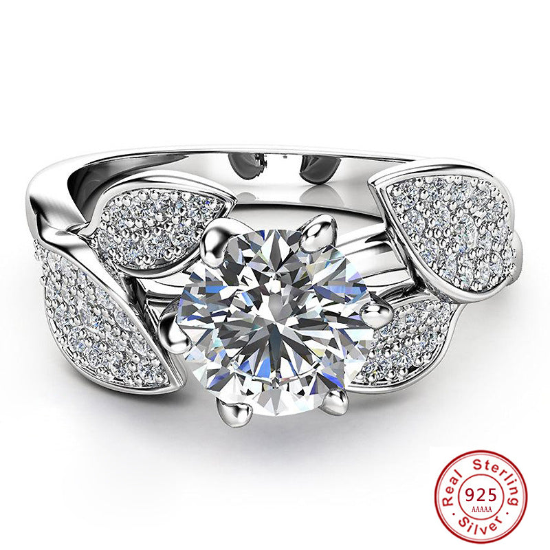 Fashion Elegant Original 925 Sterling Silver Rings for Women Dazzling Flower Ring 1 Carat Zircon ANNIVERSARY SALE Bijoux