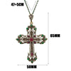 Ethnic Religious Jewelry Flower Cross Necklace Antique Gold Color Resin Women Sacred Spiritual Symbol Pendant Necklace