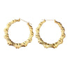 Ethnic Style Geometric Hoop Earrings For Women Gold Color Stainless Steel Bamboo Punk Women Big Hollow Creole Bijoux