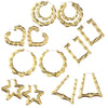 Ethnic Style Geometric Hoop Earrings For Women Gold Color Stainless Steel Bamboo Punk Women Big Hollow Creole Bijoux