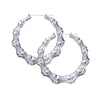Ethnic Style Geometric Hoop Earrings For Women Gold Color Stainless Steel Bamboo Punk Women Big Hollow Creole Bijoux